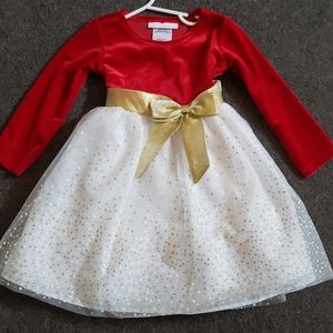 Bonnie Baby red velvet and glitter tulle dress